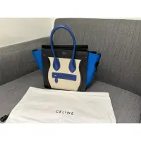 在飛比找蝦皮購物優惠-Celine 冏包 大 藍黑拼米色