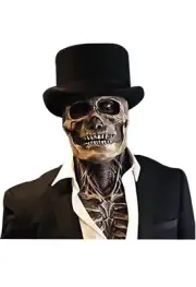 3D Skeleton Halloween Scary Mask Skull Full Head Cosplay Costume Horror Prop 1-A