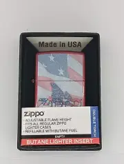 Zippo Flag Candy Apple Red 49791 "Double Torch" refillable Butane Lighter