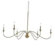 Archer 6-Light Large Modern Chandelier + Curved Arms, 47" cool Brass
