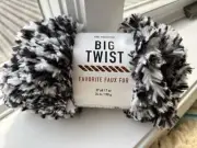 ONE skein of Big Twist Favorite Faux Fur yarn: Dalmation, #JF24-002