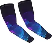 [FHEDVBN] cool blue and purple Arm Sleeves Compression Arm Covers for Men Women Outdoor Sun Sleeves Cooling Sports Sleeve, Black