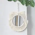 Macrame Hanging Wall Mirror Boho Hanging Mirror for Entryways Bathroom Home