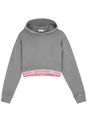 Palm Angels Kids Cropped Hooded Cotton Sweatshirt (6-12 Years) - Grey - 08YR (8 Years) 08YR (8 years)