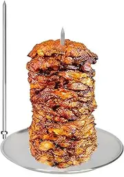 BBQ Vertical Skewer for Al Pastor Brazilian Barbecue Skewers Hack Gaucho,Great for Home Made Tacos Al Pastor, Shawarma, Brazilian Churrasco,Stainless Steel,with 8 inch & 10 inch Stick