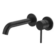 Caroma Liano II Wall Basin / Bath 175mm Mixer - 2 x Round Cover Plates - (Body & Trim) - Lead Free Matte Black 96344B6AF