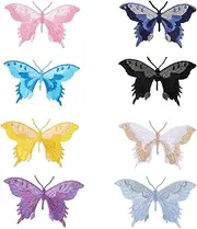 SEWACC DIY Butterfly Embroidery Patches 8pcs Iron-on Clothing Sewing Decor for DIY Apparel