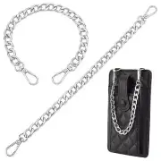 2pcs Short Purse Extender Chain Flat Chain Strap Metal Bag 12 Inch Silver