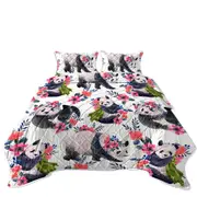Floral Pandas Coverlet