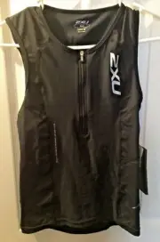 NWT $130 2XU Black Compression Triathlon Singlet MT1765A Tank Top Sz S New