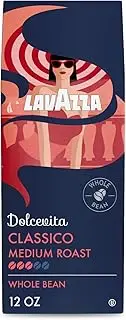 Lavazza Classico Whole Bean Coffee Blend Medium Roast 12oz, Classico, Full-bodied medium roast with rich flavor and notes of dried fruit