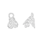 2PC Sterling Silver Butterfly Filigree Pinch Bead Cap Pendant Bail #51418