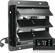 VEVOR Shutter Exhaust Fan, 305 mm with Temperature Humidity Controller, EC-Motor, 904 CFM, Variable Speed Adjustable Wall Mount Attic Fan, Ventilation and Cooling for Greenhouses, Garages, Sheds