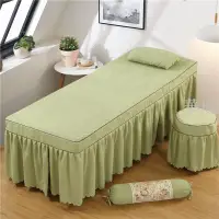 在飛比找樂天市場購物網優惠-美容床床罩 美容床套 【可做床笠式】綠色棉麻素色簡約美容床罩