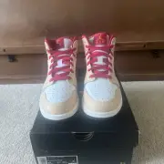 Air Jordan 1 Mid White Onyx Light Curry Beige Red Size 6y. Slight box damage