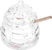 OKUMEYR Glass Honey Pot Household Syrup Jar Bee Keeping Supplies Honey Dispenser Spoon