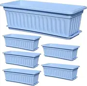 Humkopnl Window Flower Boxes Outdoor - Railing Planter Box | 6X Weather Resistant Container Built-in Drainage Holes Accessories for Growing Vegetables Kitchen