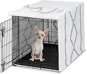 Sweet Jojo Designs 24in. Small Dog Crate Cover (Grey Boho Modern Tuft) Pet Cage, Kennel Covers (Bohemian, Farmhouse, Shabby Chic, Designer, Neutral, Elegant, Minimalist, Gray and White Tufted Cotton)