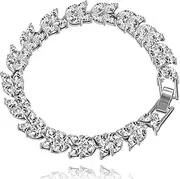 [Uloveido] platinum-plated-base marquise-shape white cubic-zirconia