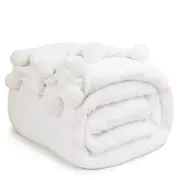 Double Sided Sherpa Blanket,King Size Super King(90x104 Inches) Double White