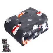 Christmas Prints Fleece Throw Soft Sofa Blanket Prints Fleece All Year Round Home Decor -Snowman Flake Gray