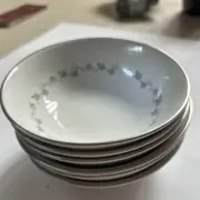 Set Of 6 Royal Doulton Cadence 5” Silver Leaves And Trim
