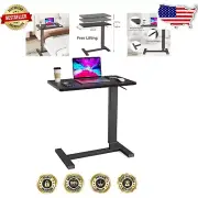 Compact Adjustable Height Bedside Table with Hidden Casters for Easy Mobility
