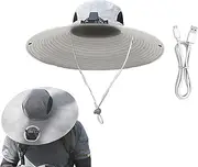 [Generic] Hat with Fans Solar Power, Beach Fisherman Wide Brim Cap, UV Protection USB Charging Fan Hat for Running Cycling Hiking Fishing Women Men