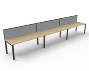 RAPIDLINE DELUXE PROFILE LEG WORKSTATION With Screen 3 Person Single Sided W1800 x D750 x H730mm (per user) Natural Oak Top Black Frame