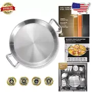 Heavy-Duty 13-Inch Tri-Ply Paella Pan with Cool Touch Handles - Silver Finish