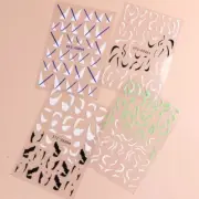 for Weave Geometry Heart Line Pattern French Tips 3D Graphic White Black Gre