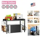 Adjustable Microwave Stand with Spice Organizer and Towel Rack - Carbon Steel