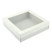 3pk Large Square White Grazing Box with Window Lid (280x280x80mm)