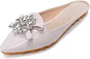 [VYKF] Mules for Women Flats Comfortable Slip on Backless Loafers Closed Toe Slides Women's Pointed Toe Mules Shoes
