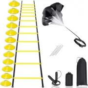 Speed & Agility Training Set–20Ft Adjustable Agility Ladder, 12 Disc Cones, 1 Ju