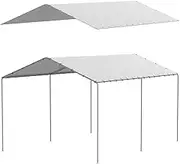 10 x 20 ft Canopy Replacement Cover for Carport, Heavy Duty Waterproof & UV Protected Garage Top Tent Shelter Tarp, Tear-Resistant Car Shed Tarpaulin with 48 Ball Bungees