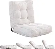 MAXYOYO Adjustable Floor Chair with Back Support, Gaming Chair Floor Meditation Chair with Tufted Cushion, Adults Lounge Chair Folding Sofa Seat for Reading Meditating Sleeping, Beige