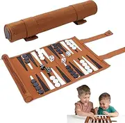 Travel Backgammon Set, 14x9.8 Rolling Microfiber Board with Roll Bag, Easy Setup Secure Outdoor Chess Game
