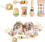 Cozioz 6 Pcs Wooden Bunny Toys – Safe, Multi-Colored Chew Toys for Rabbits, Guinea Pigs, Chinchillas, and Hamsters – Durable and Bite-Resistant for Indoor & Outdoor Play