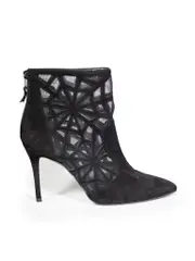 Black Suede Geometric Ankle Boots