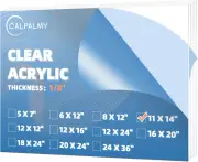 CALPALMY (2-Pack 11 X 14” Clear Acrylic Sheet Plexiglass – 1/8” Thick; Use