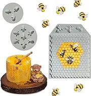 Amison Honeycomb Bees Silicone Fondant Cake Mold, 3Pcs 7 Cavity Bumble Bee Silicone Mold, Beehive Silicone Baking Molds, Silicone Cupcake Decorating Fondant Candy Baking Cake Moulds, Sugar Cube Mold