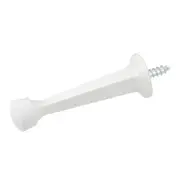 White Solid Rigid Baseboard Door Stop with Fixed Screw Attachment Doorstop