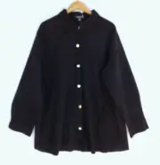 New Autograph Shacket 18 Womens Black Suede Snap Button Shirt Jacket Collar
