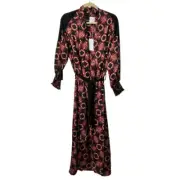 MISA Los Angeles Wrap Robe in Prism Satin Size Medium belted NWT $350 Retail