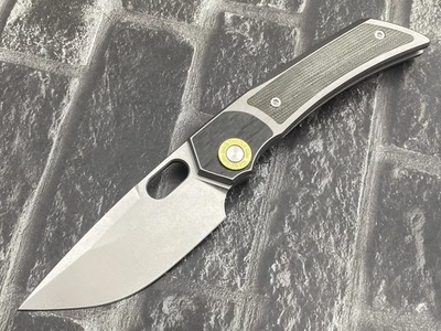 TwoSun Folding Knife M390 Titanium/Micarta/CF Handle Camping Knife TS142-M390