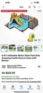 5 IN 1 Inflatable Water Slide Park Kids Jumping Castle Soccer Zone with Blower