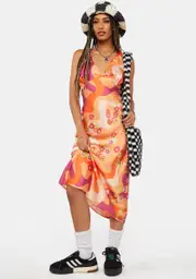 [Another Girl] Psychedelic Floral Slip Dress