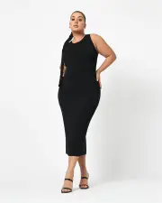 Rylin Racer Back Knit Dress Black