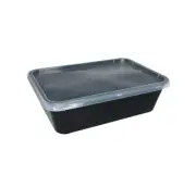 Take away Plastic Rectangle Food Containers Black Colour 650ml
